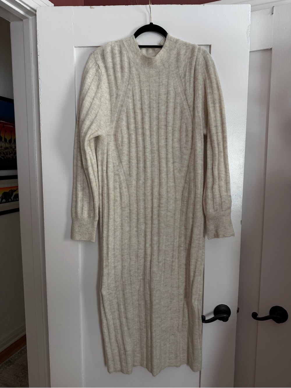 a new day Cream Ribbed Turtleneck Sweater Dress